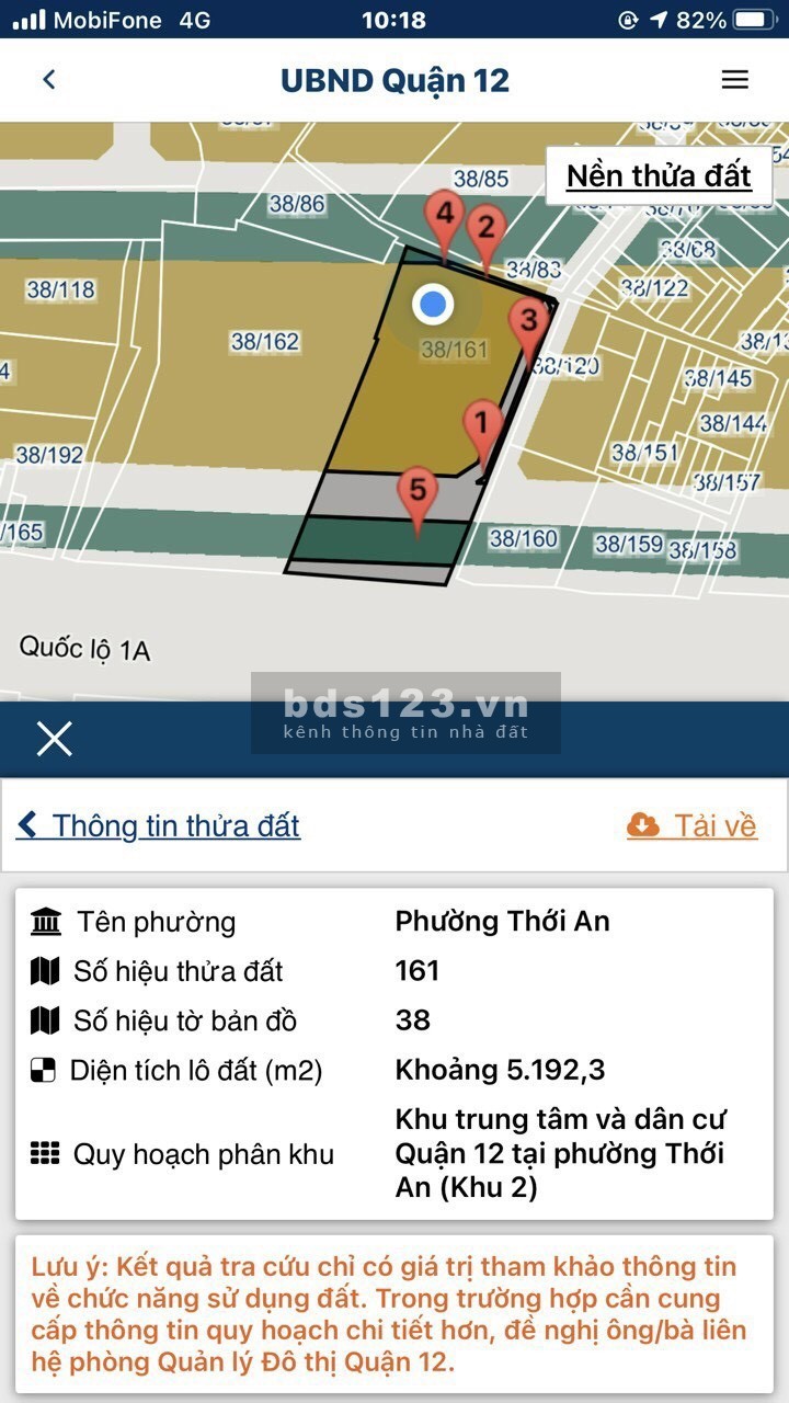 Đất 3MT, Quốc Lộ 1A, Thới An, Q12 diện tích 40x100m, CN 3.500m2 bán giá bán 170 tỷ