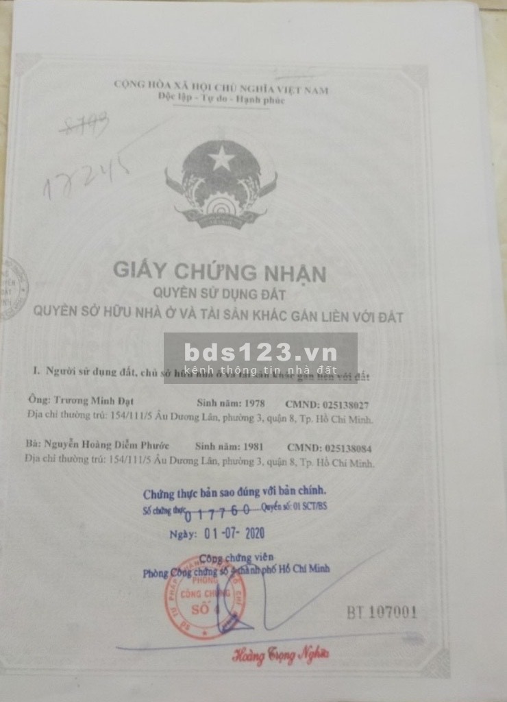 Bán nhà 1 trệt 3 lầu hẻm 107 Phạm Văn Hai P3 Tân Bình lh 0909342693