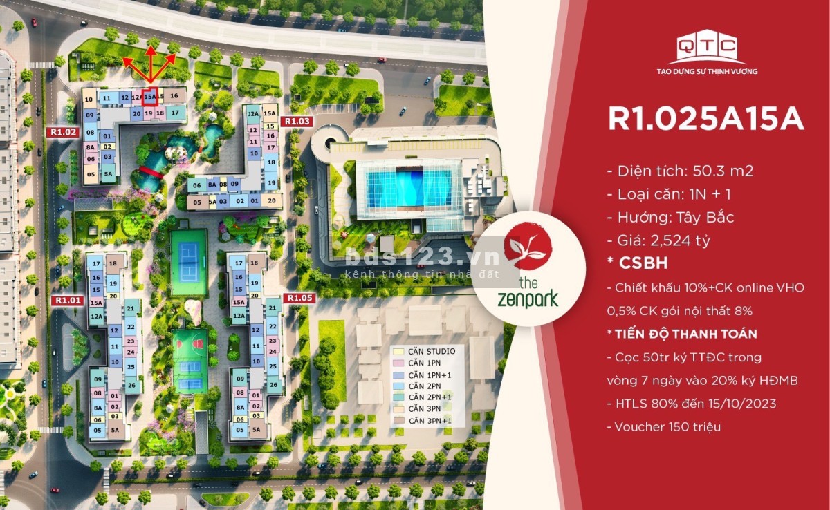 Cần bán 2 căn tòa R1.02 The ZenPark căn hộ cao cấp phân khúc Ruby tại Vinhomes Ocean Park