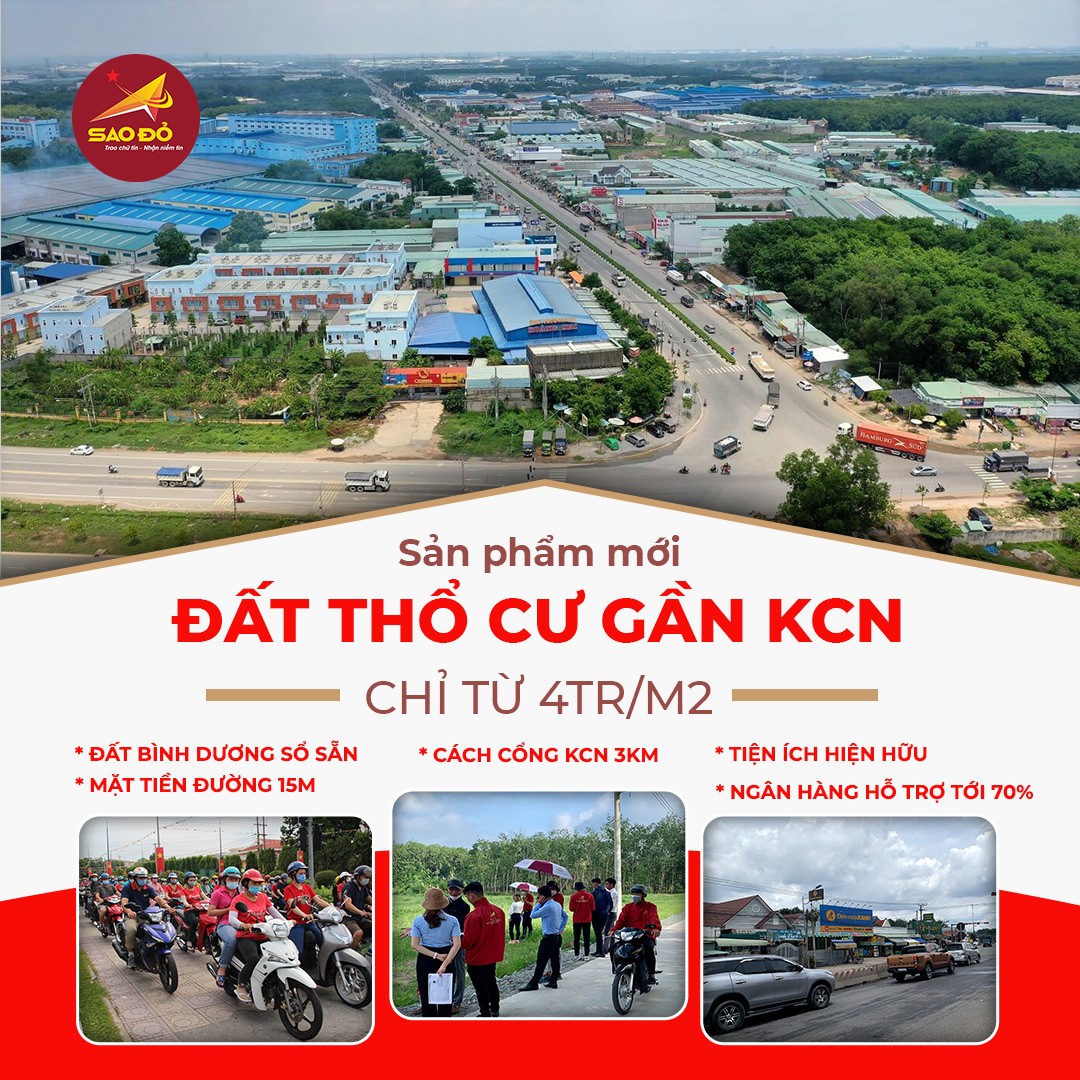 Bán đất thổ cư sổ sẵn tại Bình Dương cách KCN 3km giá đầu tư