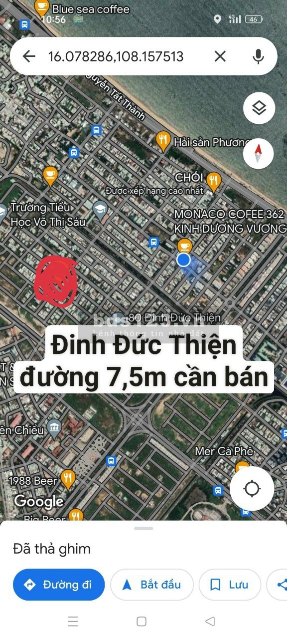 Bán 2 lô liền kề đường Đinh Đức Thiện Liên Chiểu Đà Nẵng. Dự án khu B khu đô thị Phương Trang.