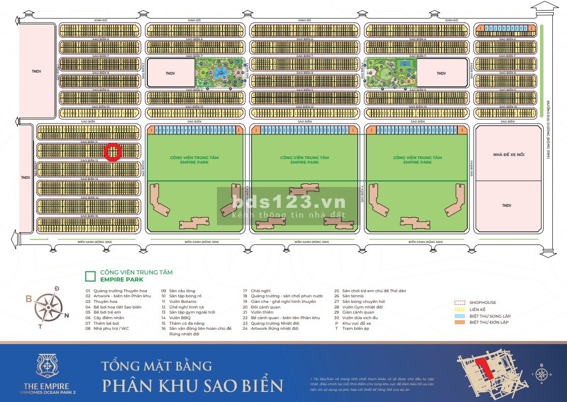 Giảm 19% #Shophouse SAO BIỂN – THE EMPIRE 97,5m2, DTXD 281m2, 5 Tầng, MT 6.5m