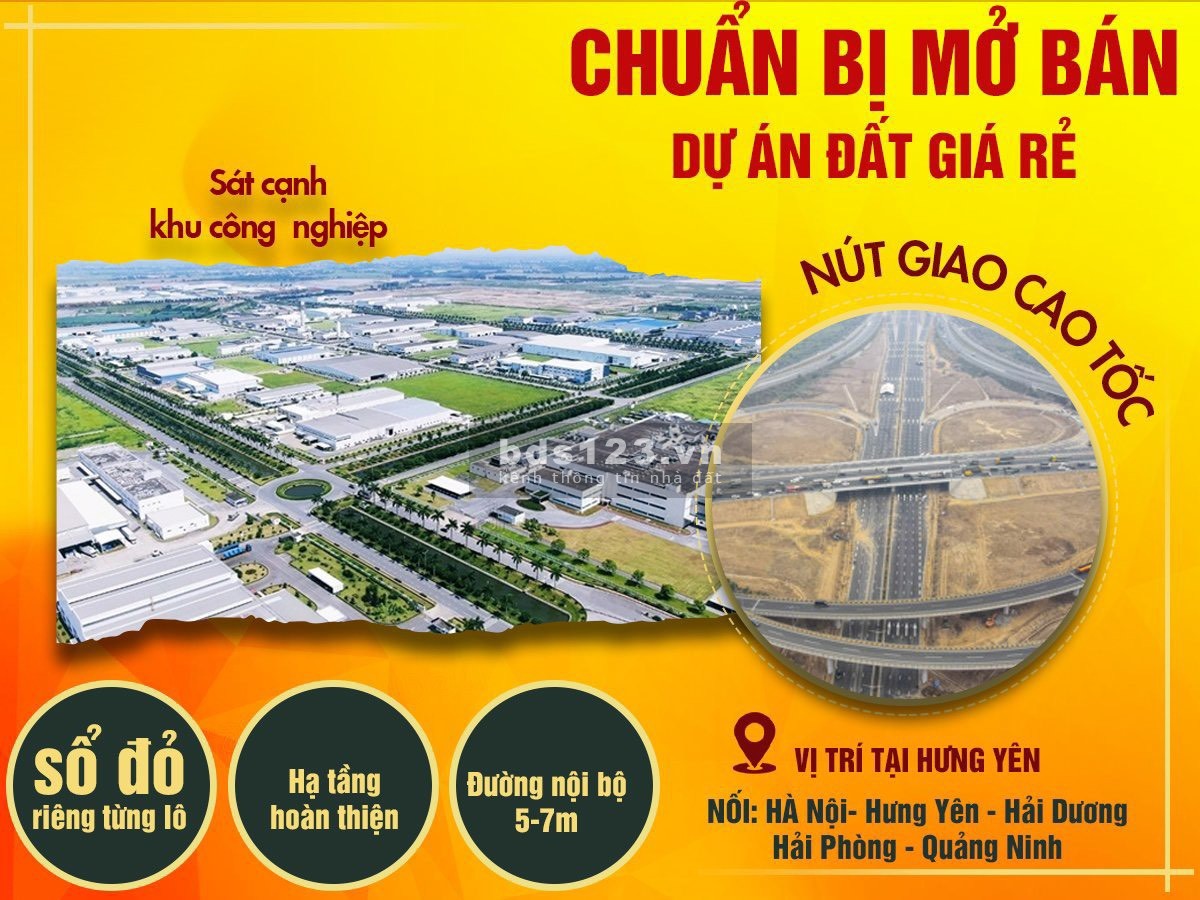 Bán lô đất 2 mặt tiền sát khu quy hoạch công nghiệp lớn nhất tỉnh hưng yên