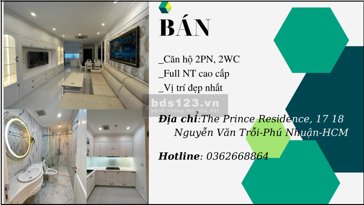 Bán căn hộ The Prince, 2PN, diện tích sử dụng 103m2, NT cao cấp 10.5 tỷ