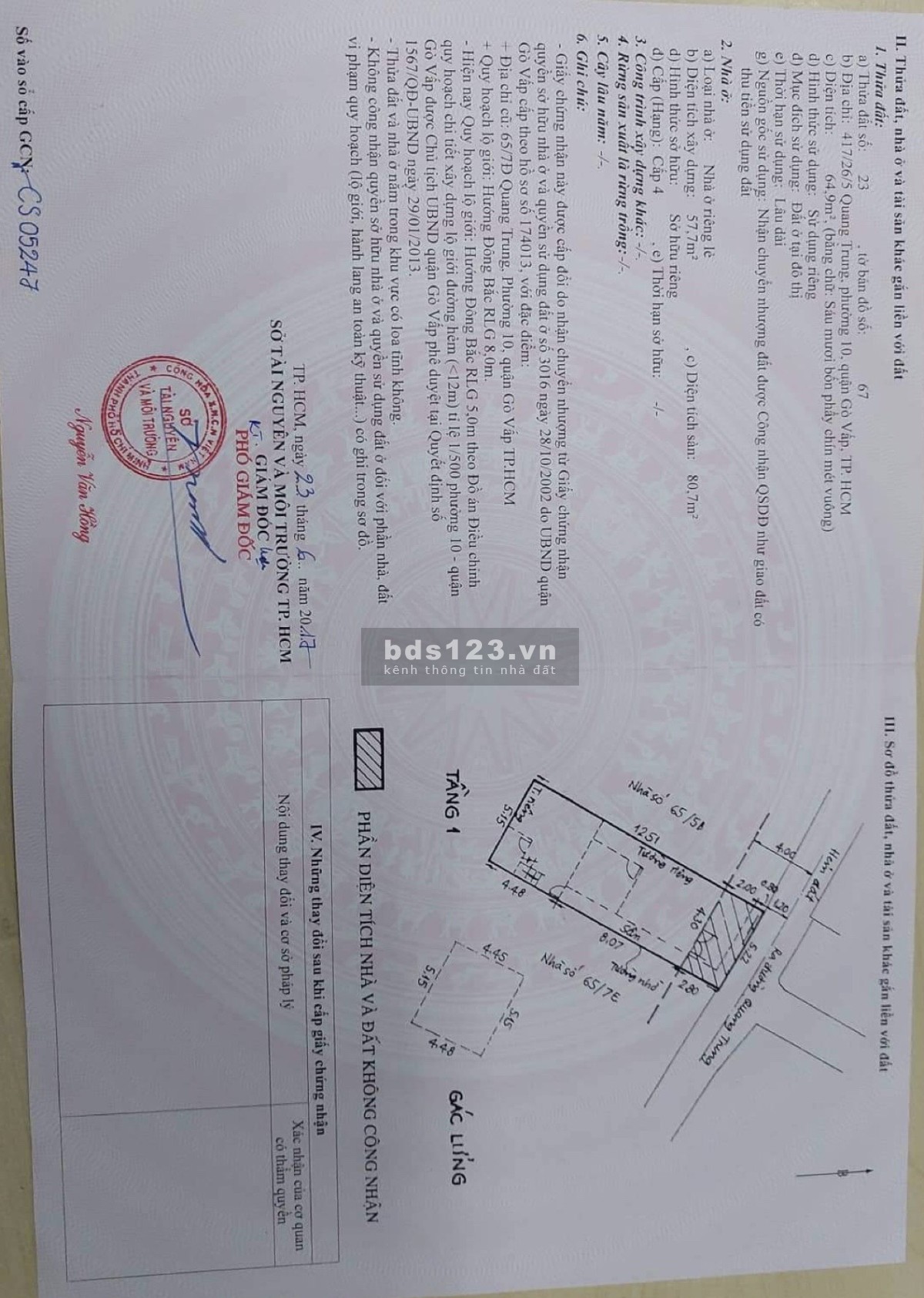 Chủ bán nhà cấp 4 trung tâm Gò Vấp, DT 75m², giá 7,5 tỷ, khu an ninh