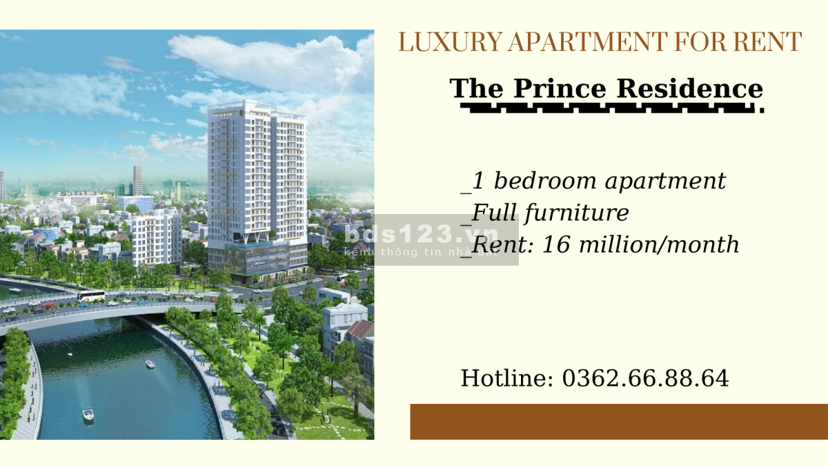 Cho thuê 1PN- The Prince Residence, full nội thất đẹp, 16 triệu/tháng