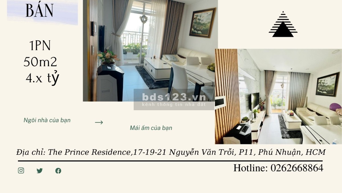 Cần bán gấp căn hộ The Prince, Phú Nhuận, 50m2, 1PN, 4.2 tỷ, sổ hồng.LH: 0362668864