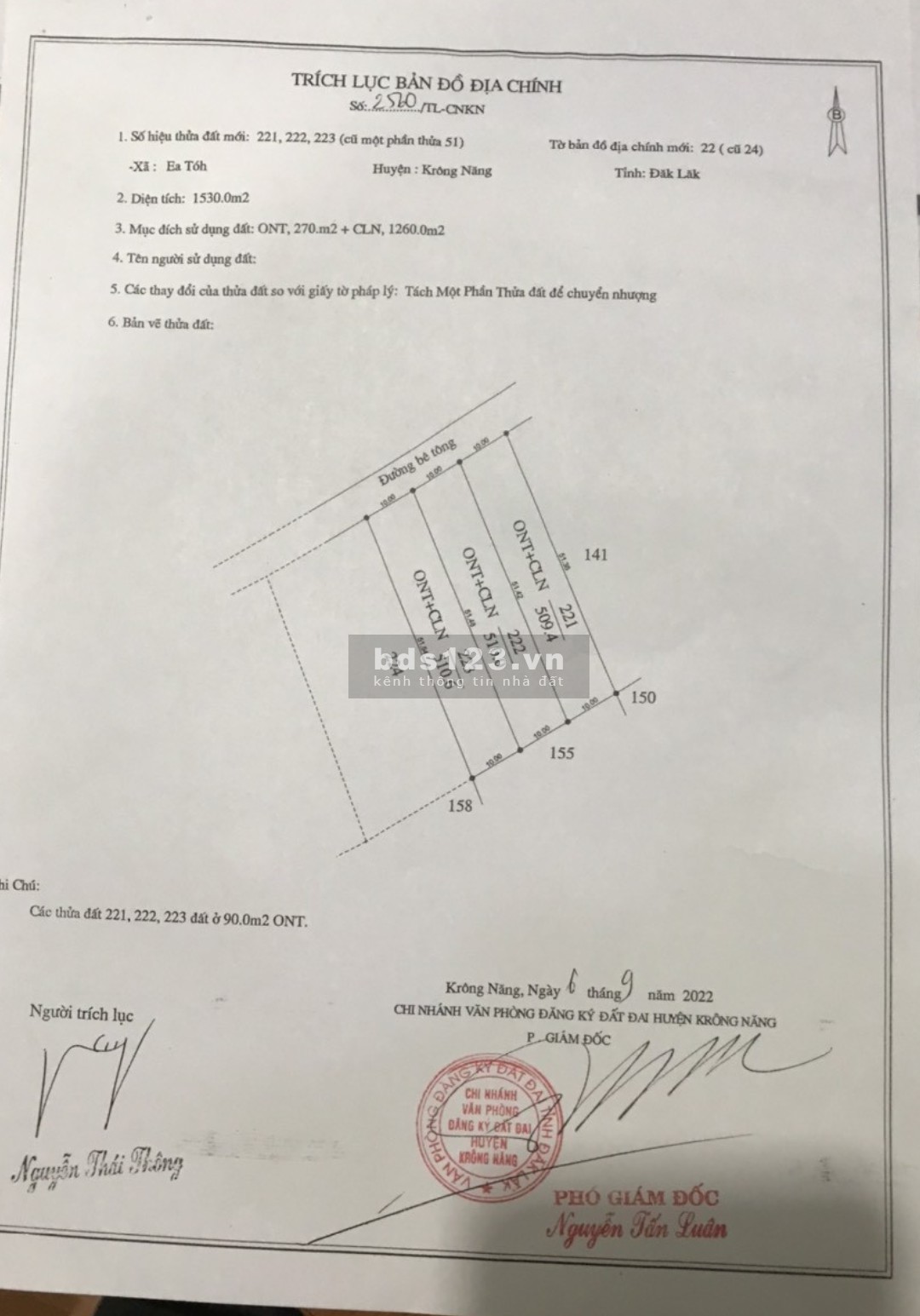 Bán đất nền thổ cư xã Ea Tóh Krông Năng liên hệ 0948449440