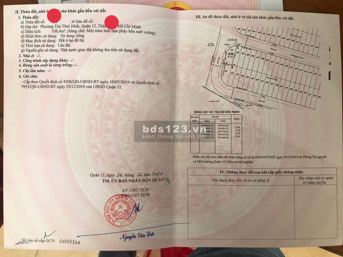 Đất ngộp kẹt vốn bán gấp lô góc kề góc trong KDC Quận 12 108,4m2 SHR, XDTD