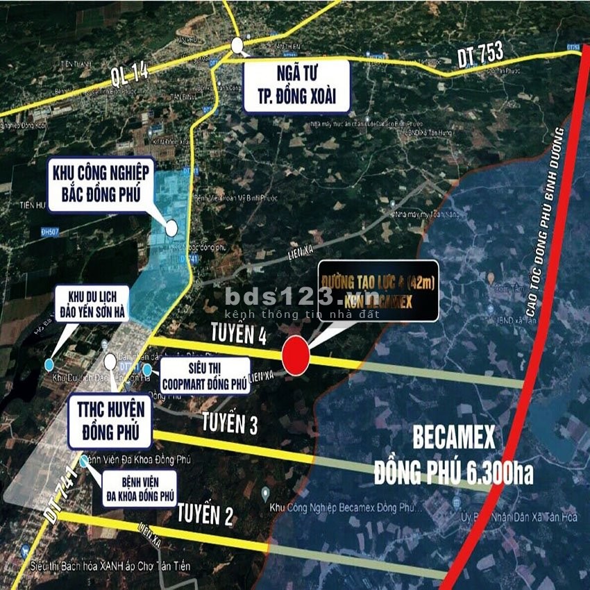Bán lô đất nền tuyến 4 ngã tư đường 42, 28m giá rẻ. cơ hội đầu tư đón đầu KCN Becamex 6300ha