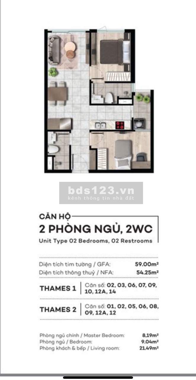 Bán căn hộ 59m2 tầng 12A C/C WestGate Bình Chánh lh 0921696777