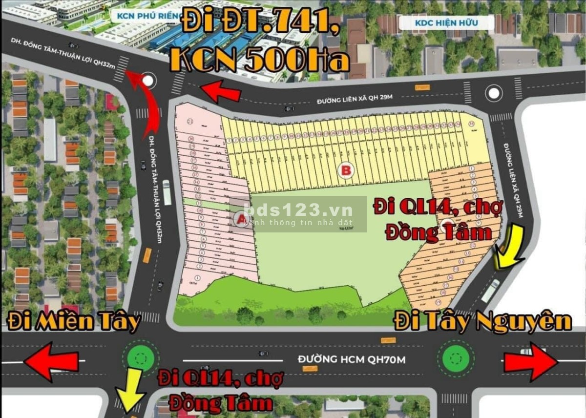 Cần bán gấp đất thổ cư đường QH 29m dân cư hiện hữu ngay KCN Quy mô 500ha thông DT741 và QL14