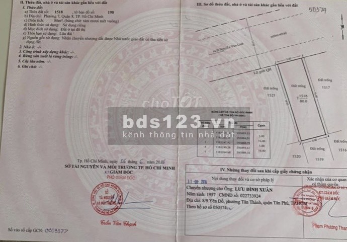 Bán đất mặt tiền đường Nguyễn Văn Linh quận 8, DT 80m² ngay chợ Bình Điền