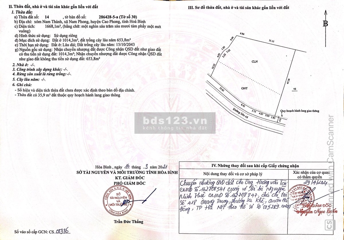Chính chủ, cần tiền bán gấp lô đất tại Cao Phong - Hoà Bình