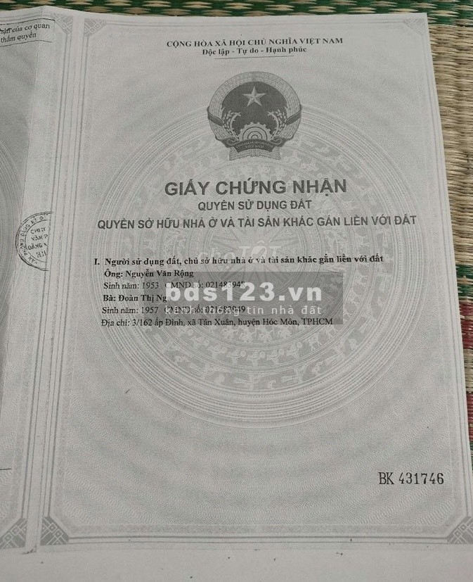 Bán 2 căn nhà cấp 4 liền kề Ấp Đình Xã Tân Xuân Hóc Môn LH 0971791971