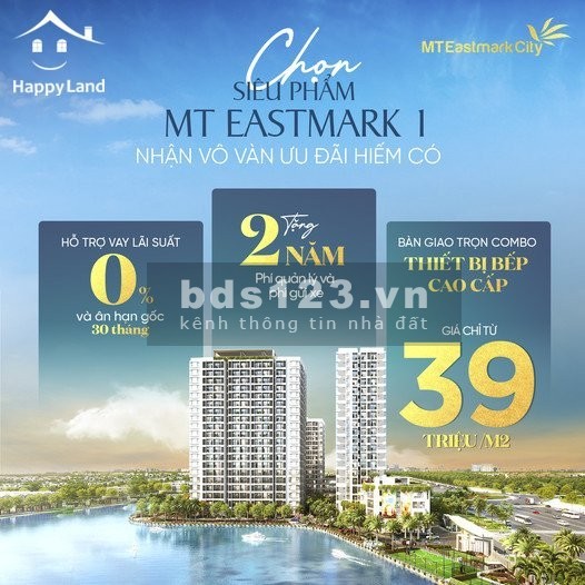 Căn hộ MT Eastmark City 39 triệu/m2 view sông tặng full nội thất bếp