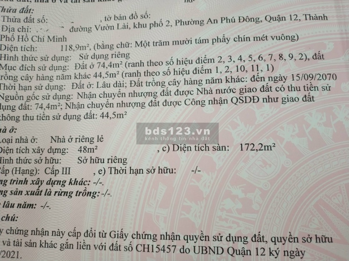 Bán Nhà Đẹp HXH 1/ Vườn Lài An Phú Đông Quận 12 giá 6.95 Tỷ