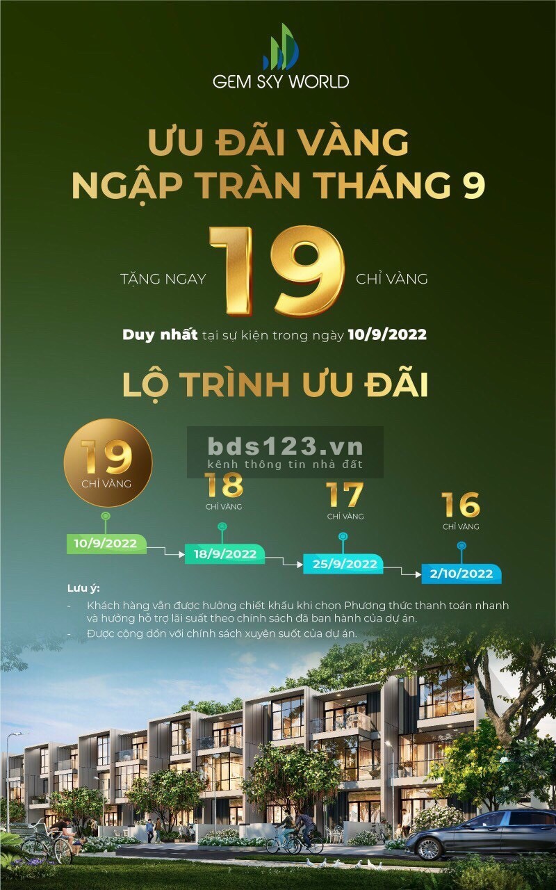 Chỉ với 5 tỷ sở hữu ngay nhà mặt tiền dự án Gem Sky World cách sân bay quốc tế Long Thành 7km