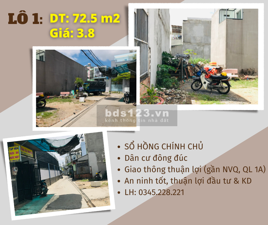 Chính chủ cần bán gấp 3 lô 2 mặt tiền Tân Thới Hiệp, giá tốt