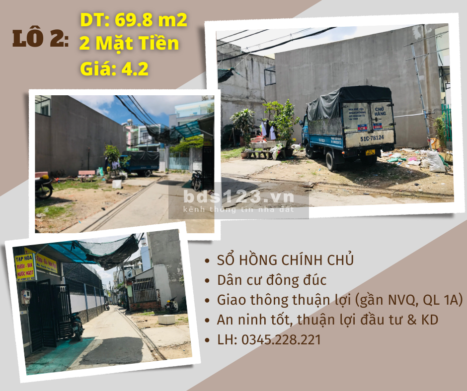 Chính chủ cần bán gấp 3 lô 2 mặt tiền Tân Thới Hiệp, giá tốt