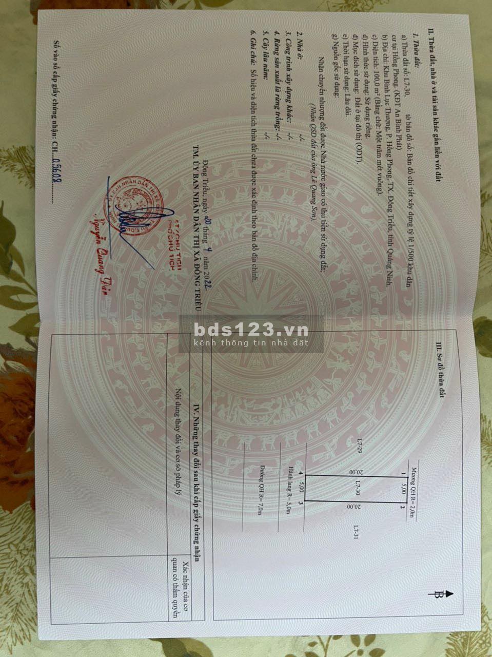 Chính chủ bán cắt lỗ lô đất Tại Khu Đô thị An Bình Phát - Đông Triều - Quảng Ninh