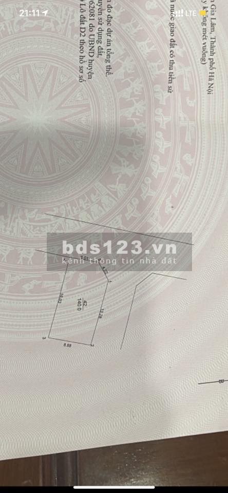 Bán gấp lô góc 140m khu 31ha Trâu Quỳ, Gia Lâm, lh 0326932222