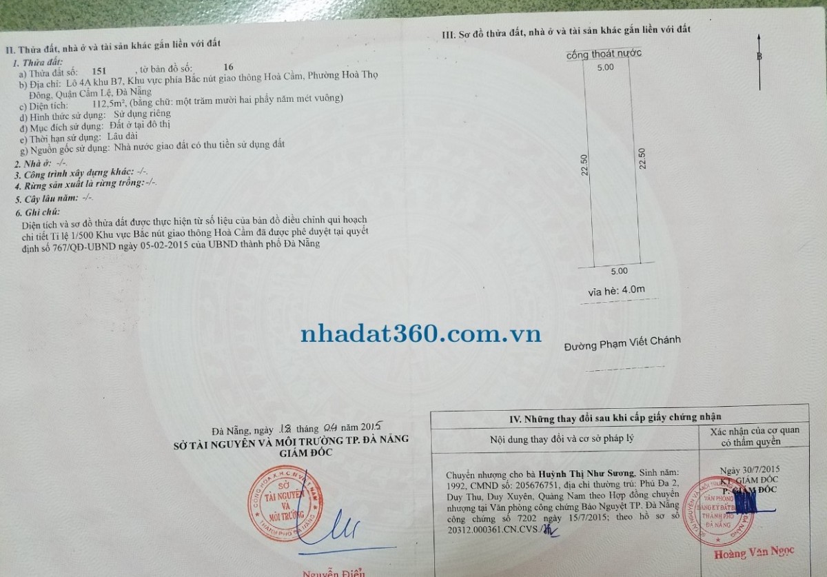 Bán lô đất đẹp mặt đường Phạm Viết Chánh, Cẩm Lệ, Đà Nẵng