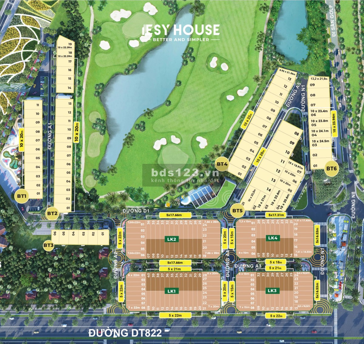 Bán nhà phố liền kề sân golf Green Center sổ hồng từng căn