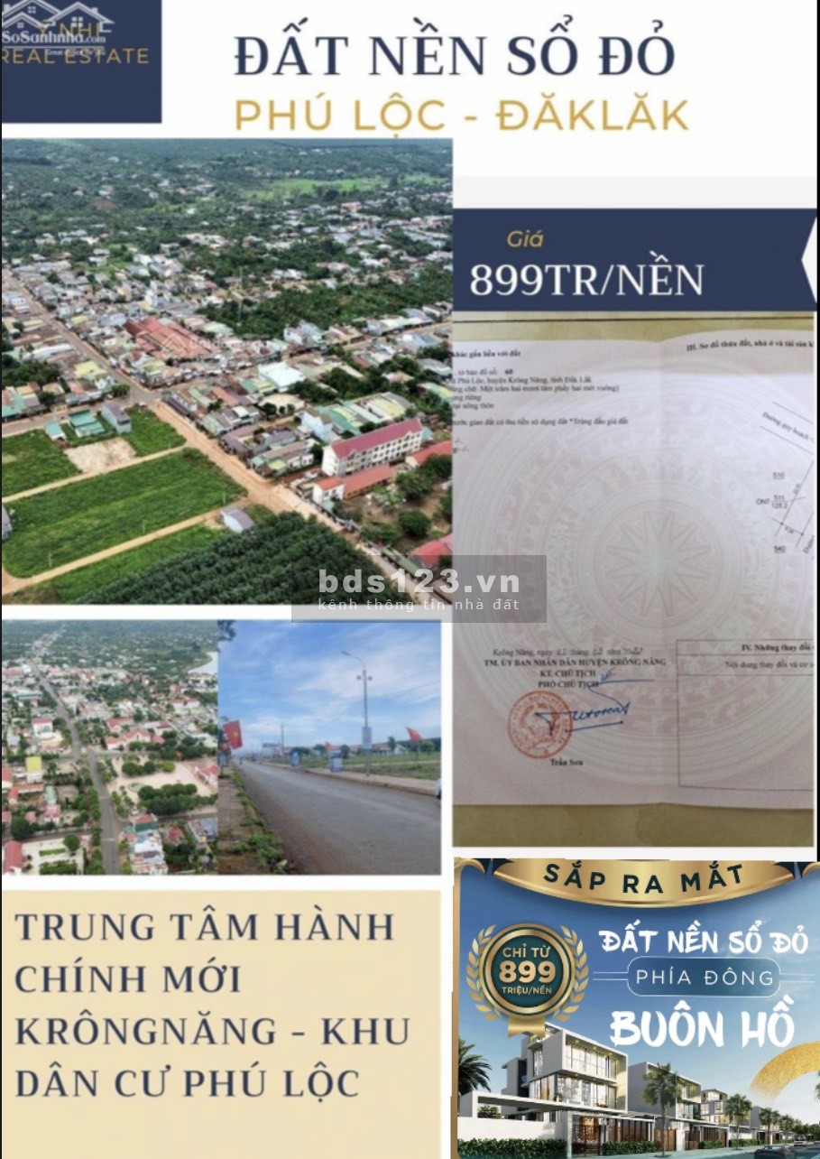 Duy nhất 5 lô đất giá ngoại giao tại Phú Lộc Krông Năng.
