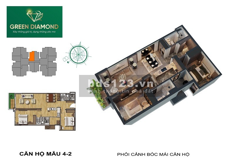 Chính chủ cần tiền bán gấp căn 2 phòng ngủ chung cư cao cấp Green Diamond 93 Láng Hạ