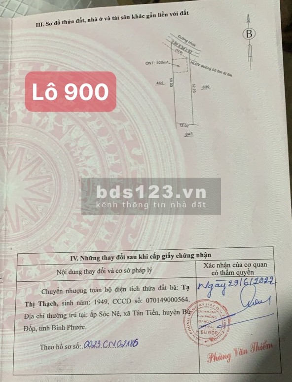 Chính chủ bán 2 lô đất xã Thanh Hòa, huyện Bù Đốp, tỉnh Bình Phước