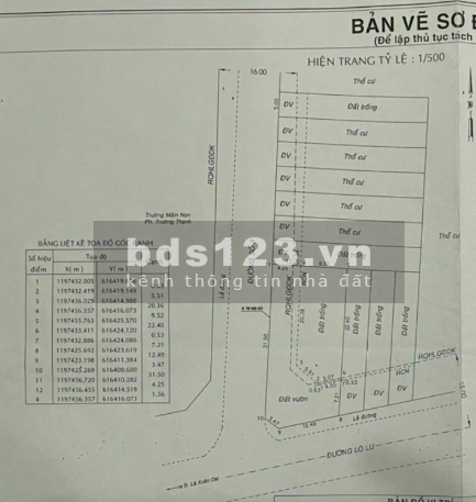 Đất 2 mt Lò Lu Q9, 482m2 sẵn 218m2 thổ cư (16*31,5), 24.5 tỷ