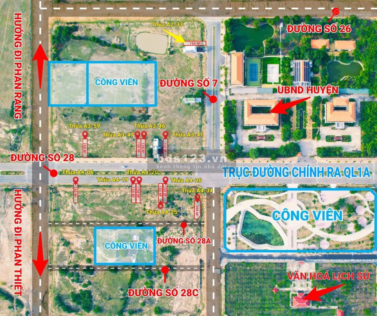 Kẹt tiền cần bán gấp 1 lô đất thổ cư 150m2 ở TTHC Huyện Thuận Nam chỉ 6.2triệu/m2