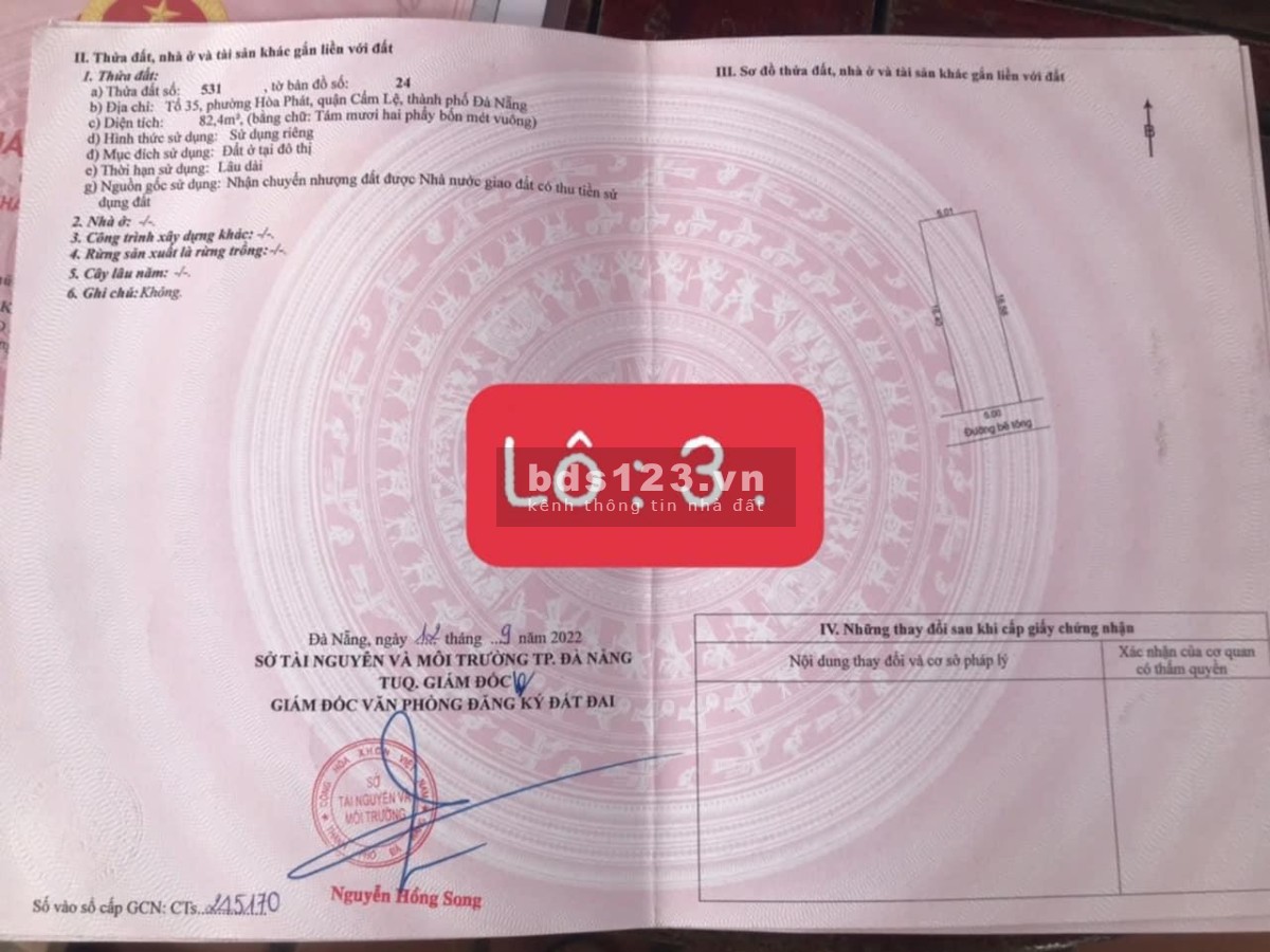 Bán đất trung tâm thành phố Đà Nẵng, giá chỉ 1.6 tỷ/lô sổ sẵn