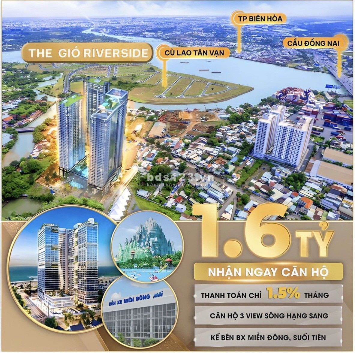 Giai đoạn 1 căn hộ The Gió Riverside - Mặt tiền vành đai 3 tiện ích đủ