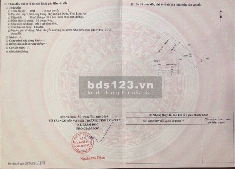 Mở bán 4 lô đất vàng thương mại mặt tiền đối diện UBND xã Long Cang
