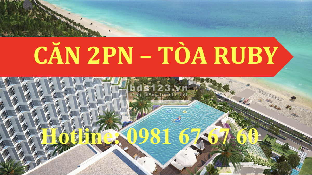 Bán lại giá rẻ căn ộ 2 phòng ngủ dt 54m2, ở oà Ruby tầng cao trực diện biển