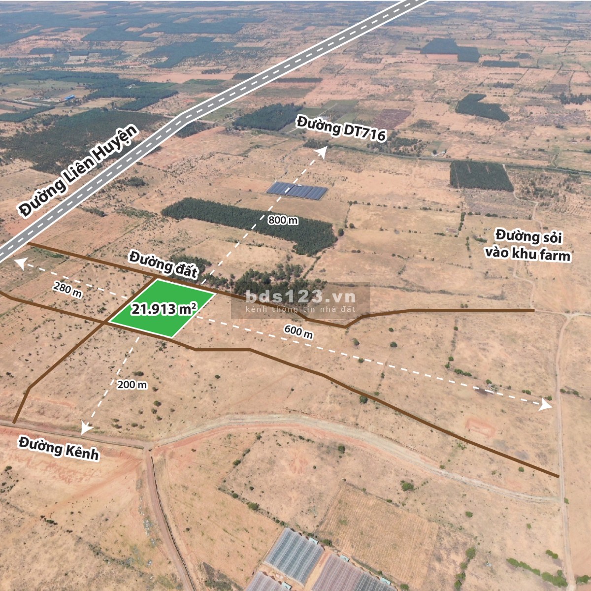 Bán đất trồng cây 21913m2, sổ đỏ, 3 mặt tiền, Hoà Thắng, Bắc Bình, Bình Thuận