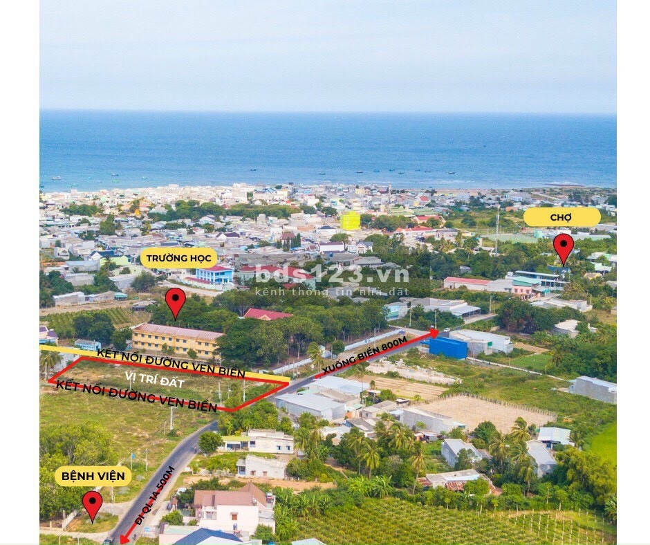 Đất nền ven biển thổ cư gần Novawworld Phan thiết cách biển 800m, cách Quốc Lộ 1A 200m
