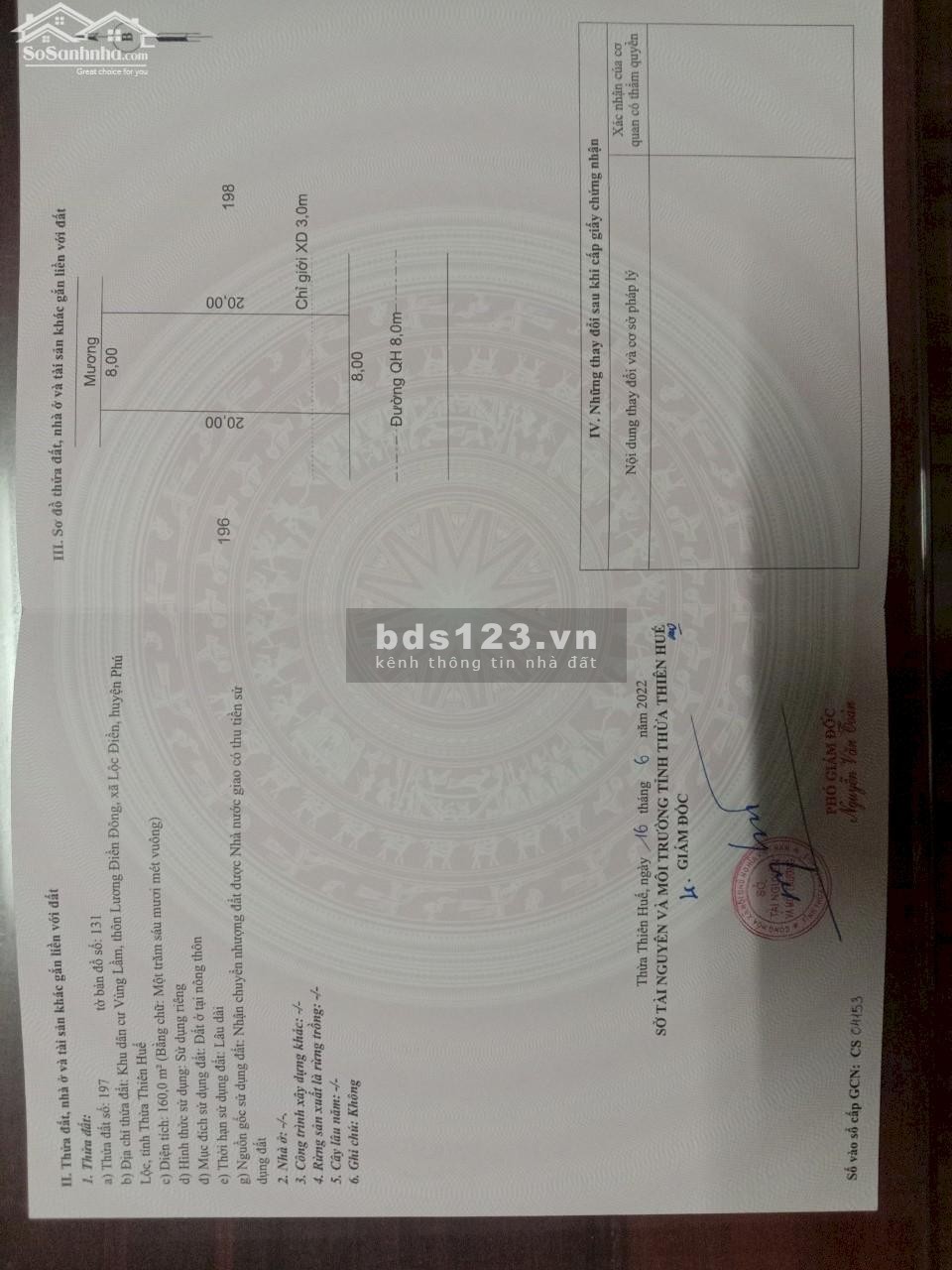 Rẻ hơn thị trường 200 triệu đất KQH Lộc Điền cách Quốc Lộ 1A và nhà hàng Thanh Loan chỉ 200m2
