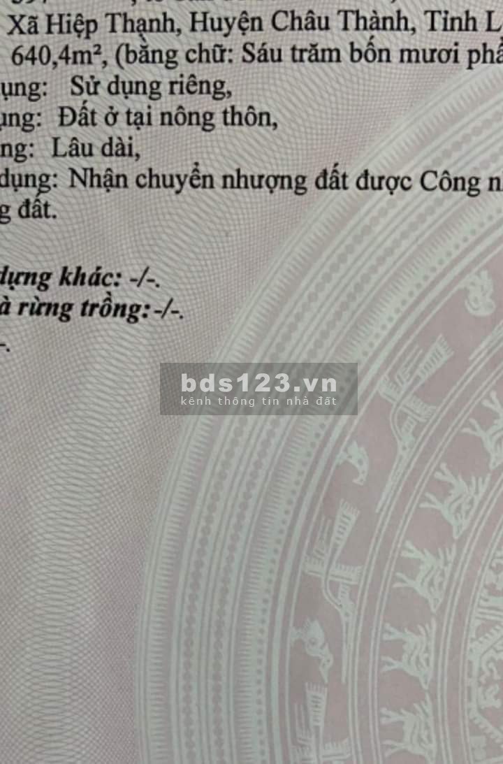 Chủ cần bán 640 mv đất thổ cư tại Hiệp Thạnh, Châu Thành, Long An