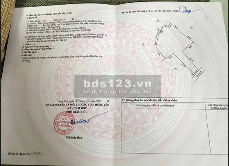 Có ngay 844.9m2 đất tại Quang Trung, Tân Hưng, tp Hưng Yên, HY chỉ với 11.7tỷ