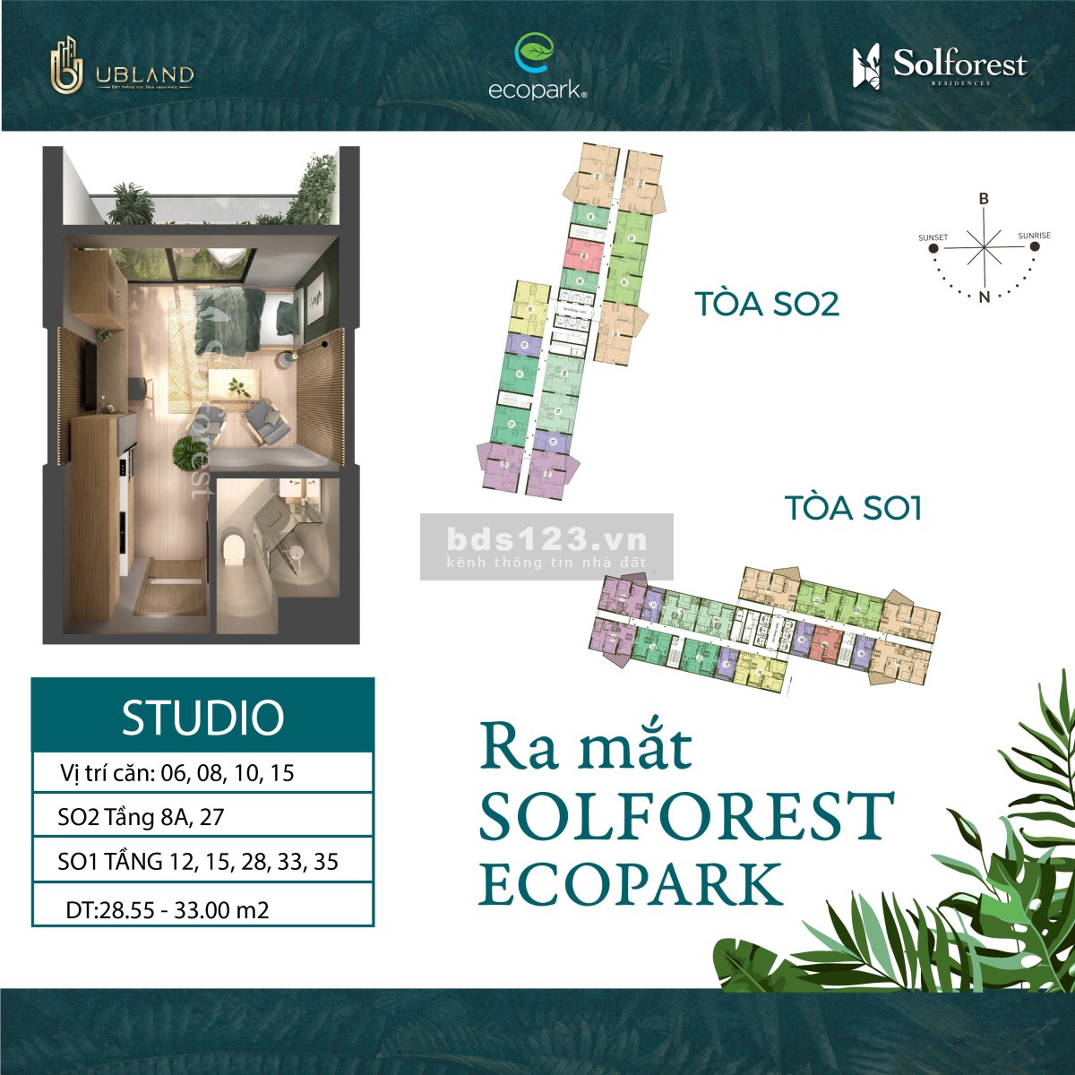 Chủ nhà gửi bán căn hộ 1 ngủ, Sol Foest, Ecopark. Gía 1480 BP. LH 0964109408