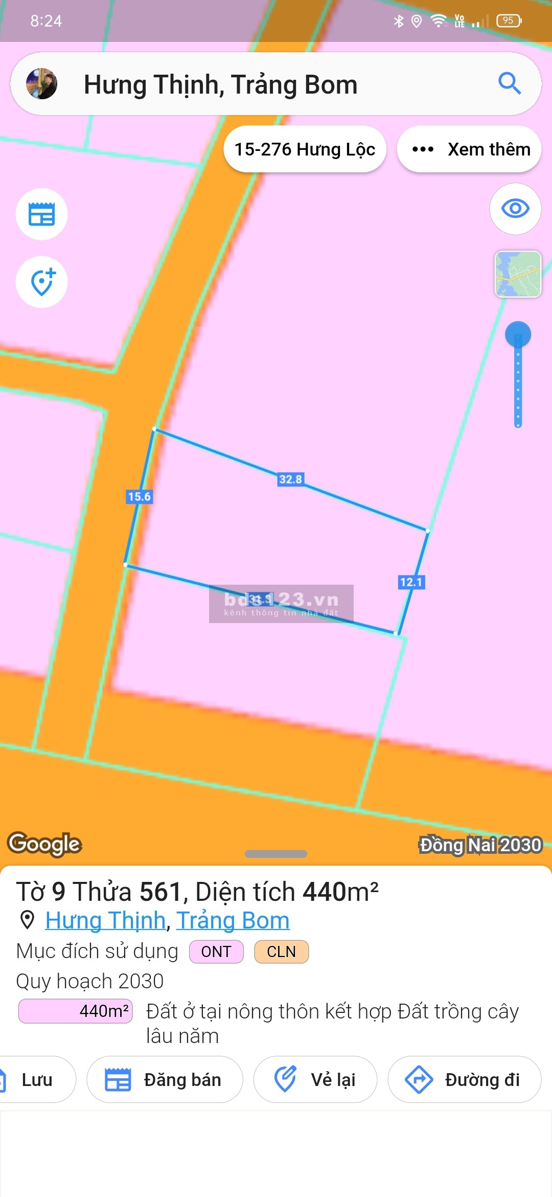 Bán đất thổ cư siêu đẹp giáp hai mặt tiền đường nhựa lh 0961562120