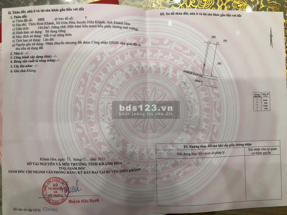 Lô đất ngay trung tâm Diên Hòa - Diên Khánh, Giá rẻ