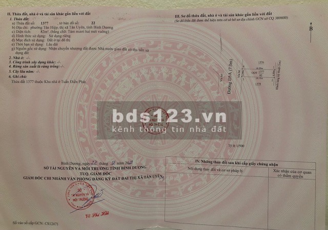 Chính chủ bán lô đất KDC Tuấn Điền Phát, Tân Hiệp, Tân Uyên giá 2,5 tỷ dt 82m