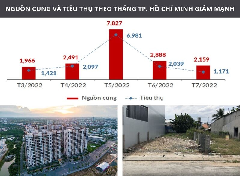 Nguồn cung và tiêu thụ BĐS TP Hồ Chí Minh theo tháng giảm mạnh