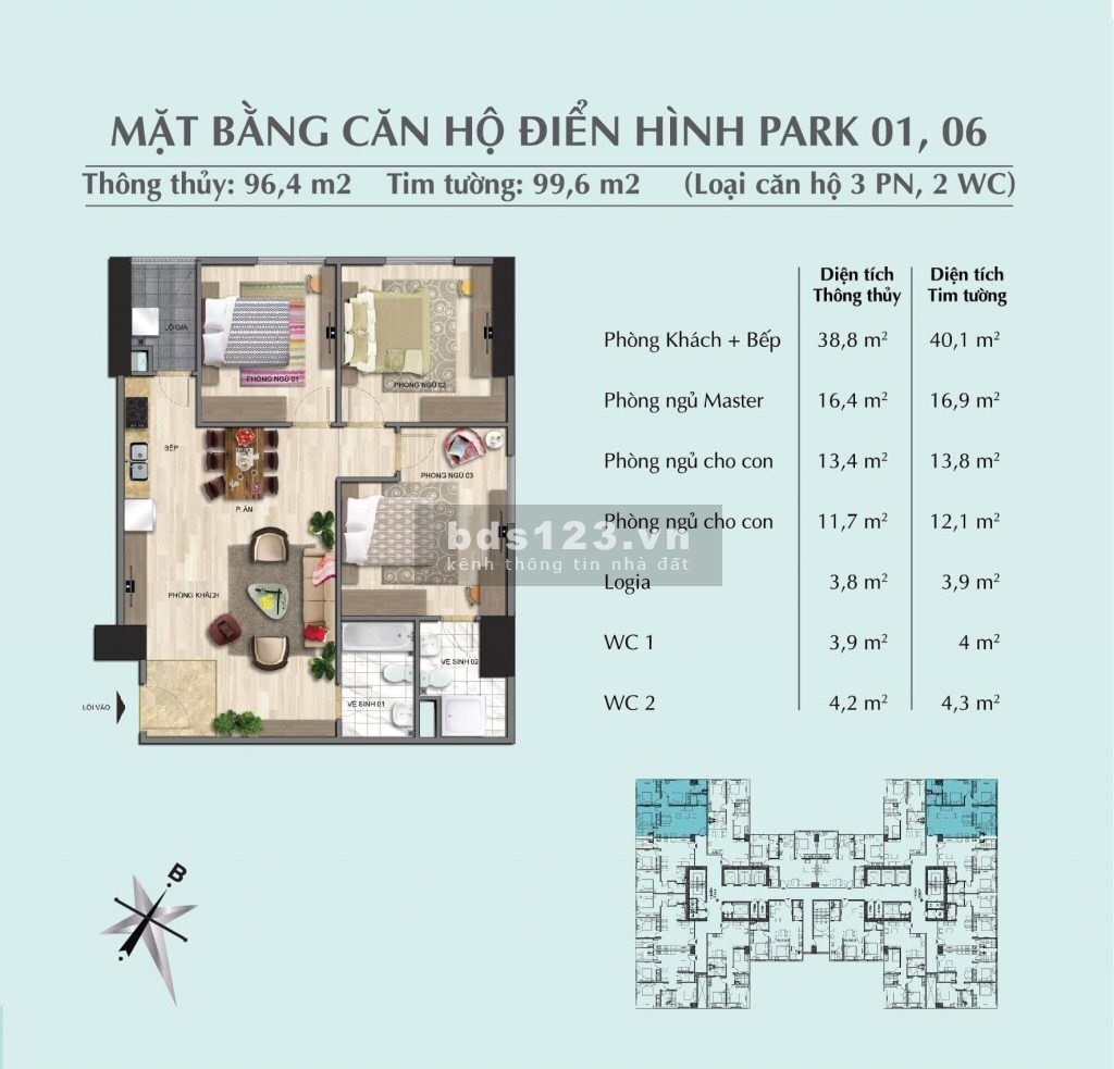 Bán căn hộ chung cư River Park Eurowindow, DT 98m², 3 PN, tầng 24, căn góc hướng Đông Nam