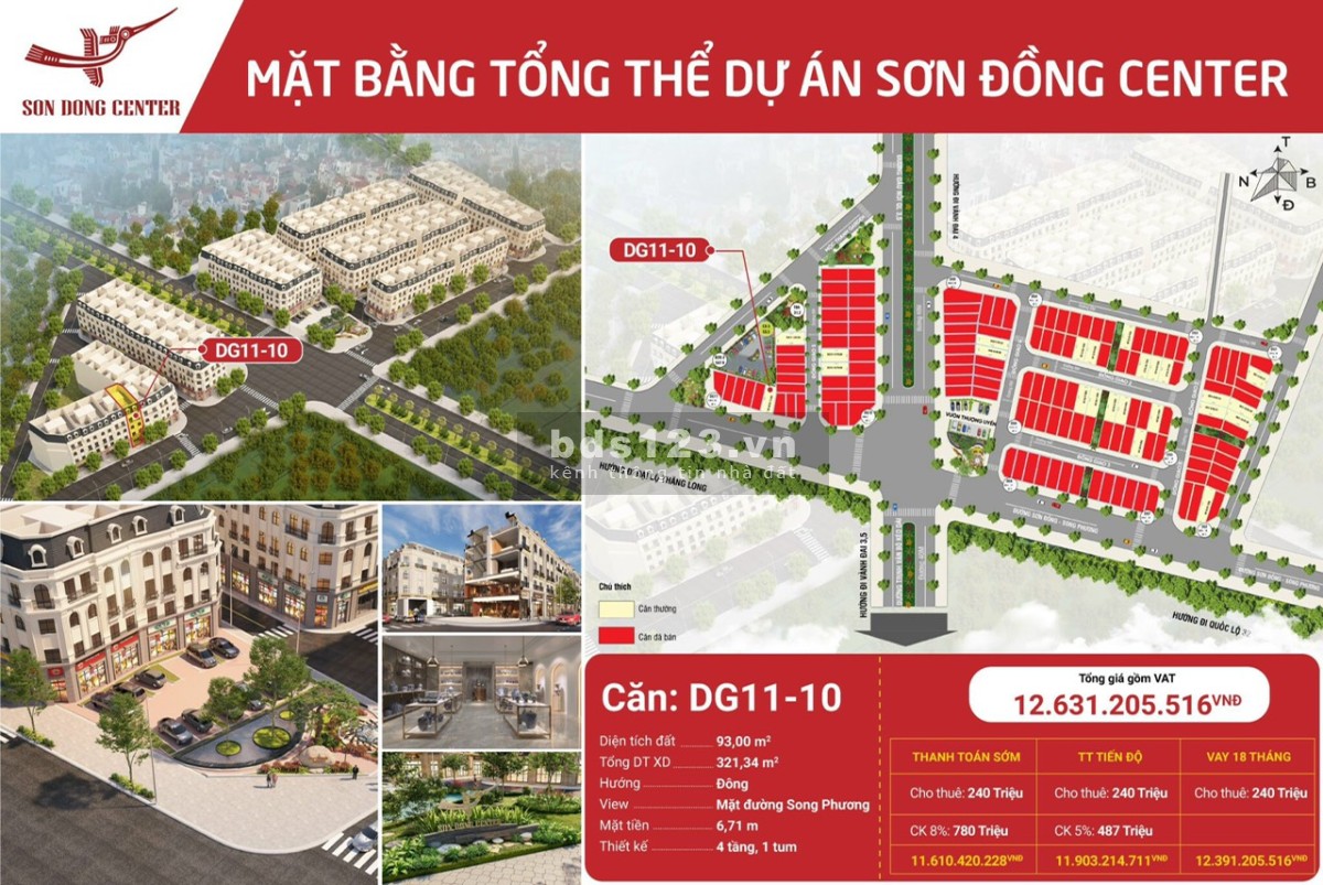 Cần bán cắt lỗ lô mặt đường 20m tại dự án Sơn Đồng center