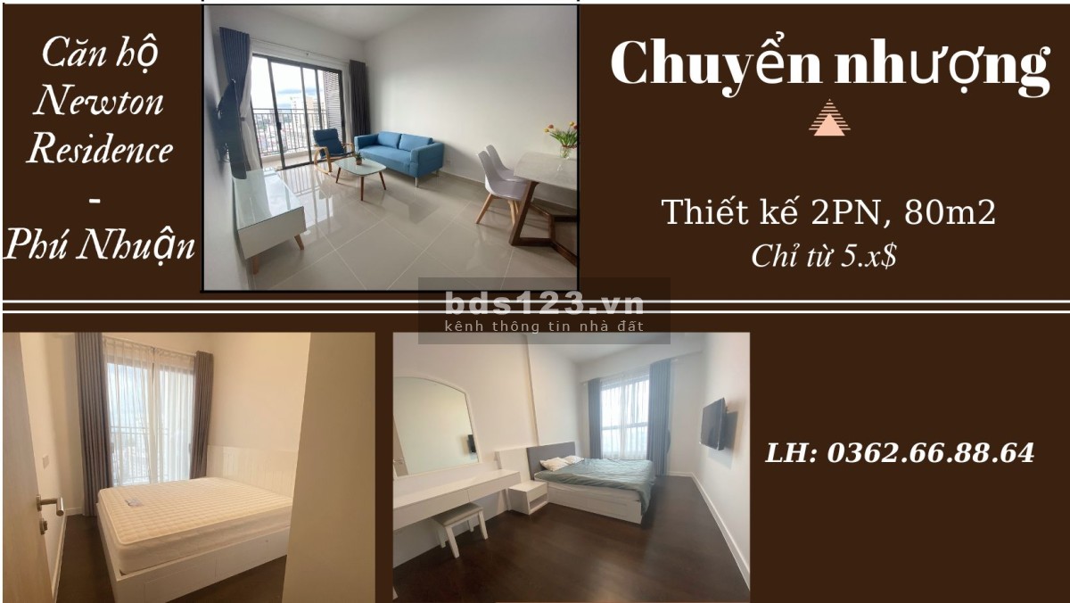 Bán gấp căn hộ Newton Phú Nhuận 80m2, 2PN, full NT, giá 5.6 tỷ